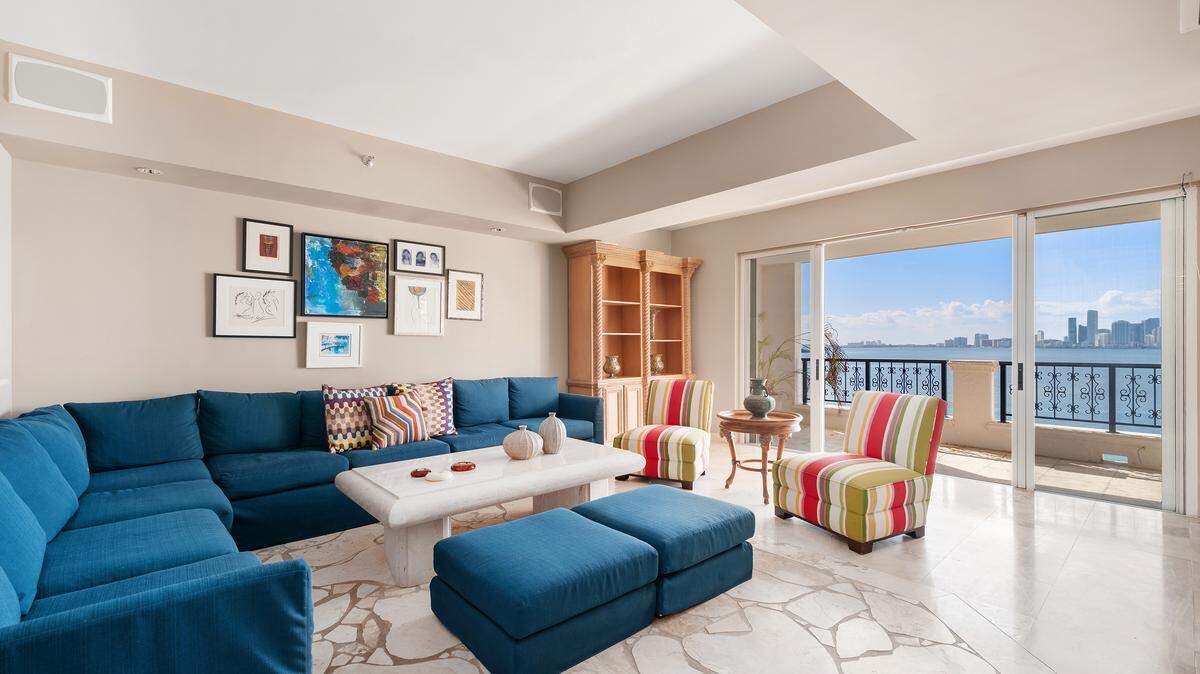 In Florida, where thousands of houses and apartments are sold full of furniture, plates, silverware, pictures and sometimes even towels and sheets, many sellers believe that offering their properties “turnkey” adds value and justifies a higher price. Above: A condo listing in Fisher Island from early 2020.