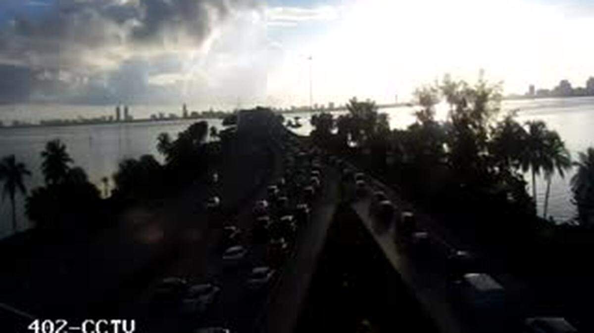 Julia Tutlte Causeway traffic is backed up to the Miami Beach end at 8:22 a.m. and has been for hours.