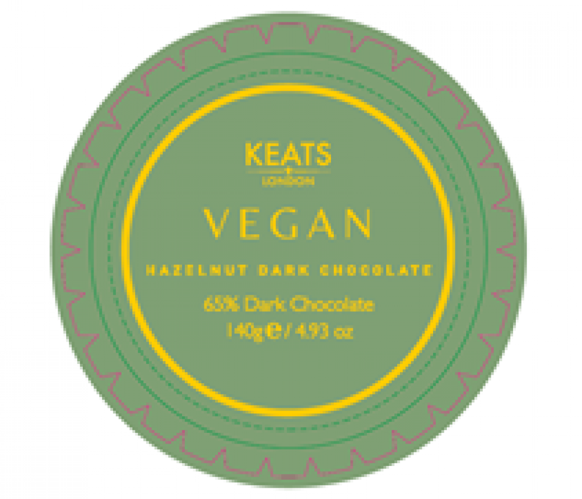 The top of Keats London Vegan Hazelnut Dark Chocolates