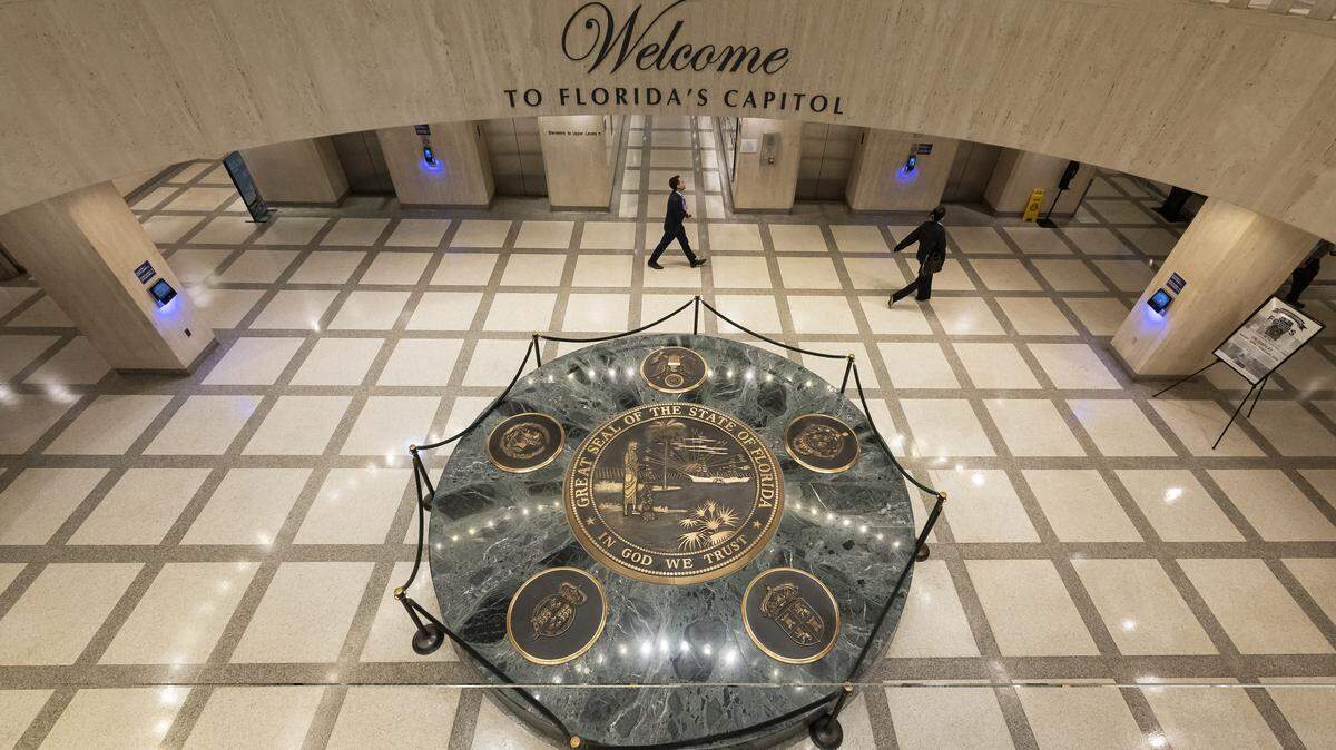 A view inside the Florida Capitol’s rotunda near the main entrance a day before the start of the legislative session on Monday, Jan. 12, 2026, in Tallahassee, Fla.
