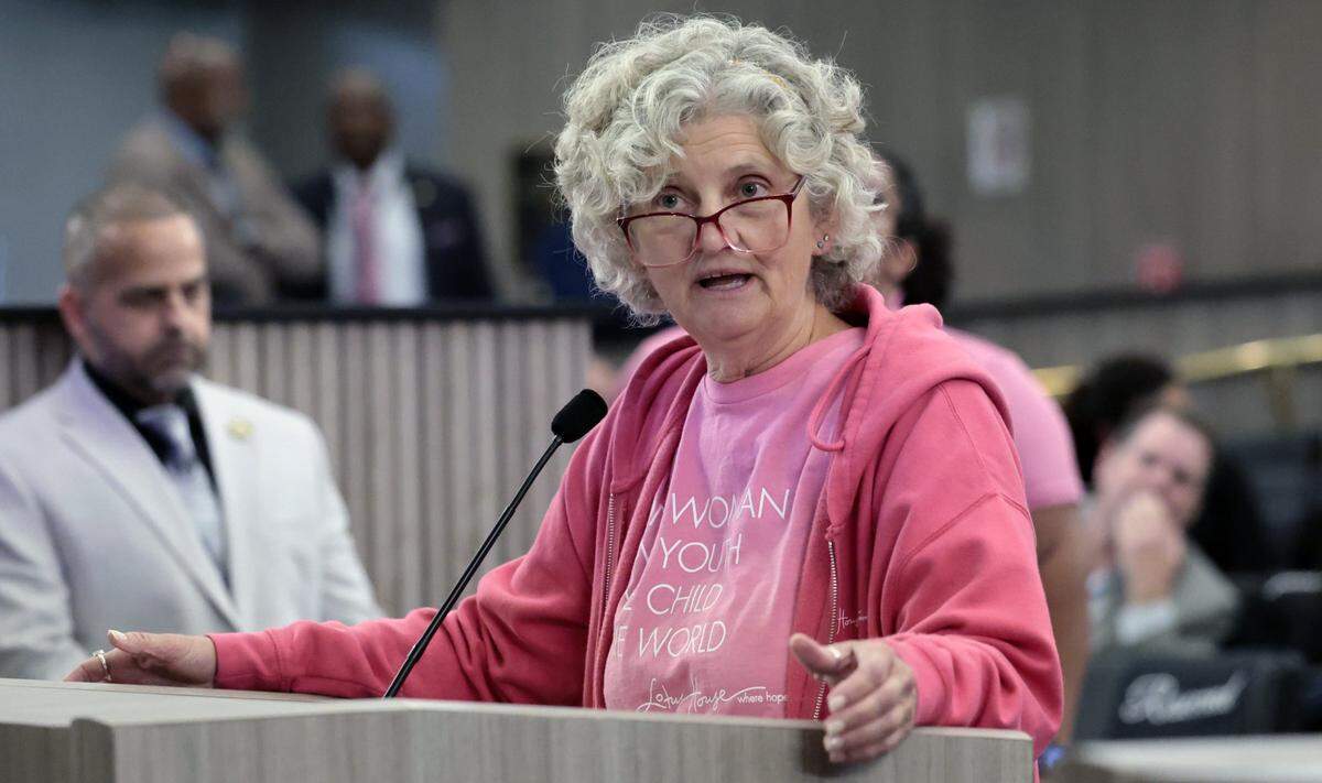 Constance Collins, Founder of Lotus House Women’s Shelter speaks during Miami-Dade Mayor Daniella Levine Cava's 2026 budget proposal at the Stephen P. Clark Government Center in Miami on Thursday, Sept. 4, 2025. 
