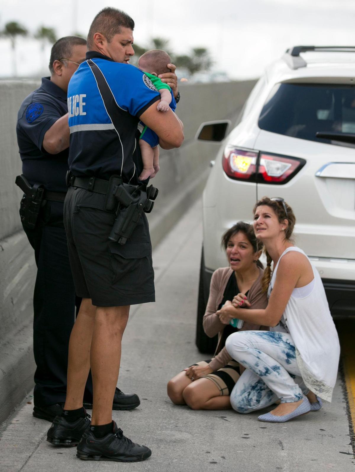 Sweetwater officer Amauris Bastidas stops during the medical crisis. The baby’s aunt, Pamela Rauseo performed CPR after pulling her SUV over on the side of the road.