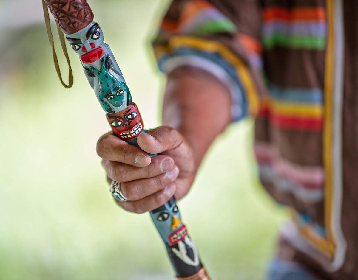 Miccosukee Elder Michael Frank visits his family’s Tree Island where he spent part of his youth.
