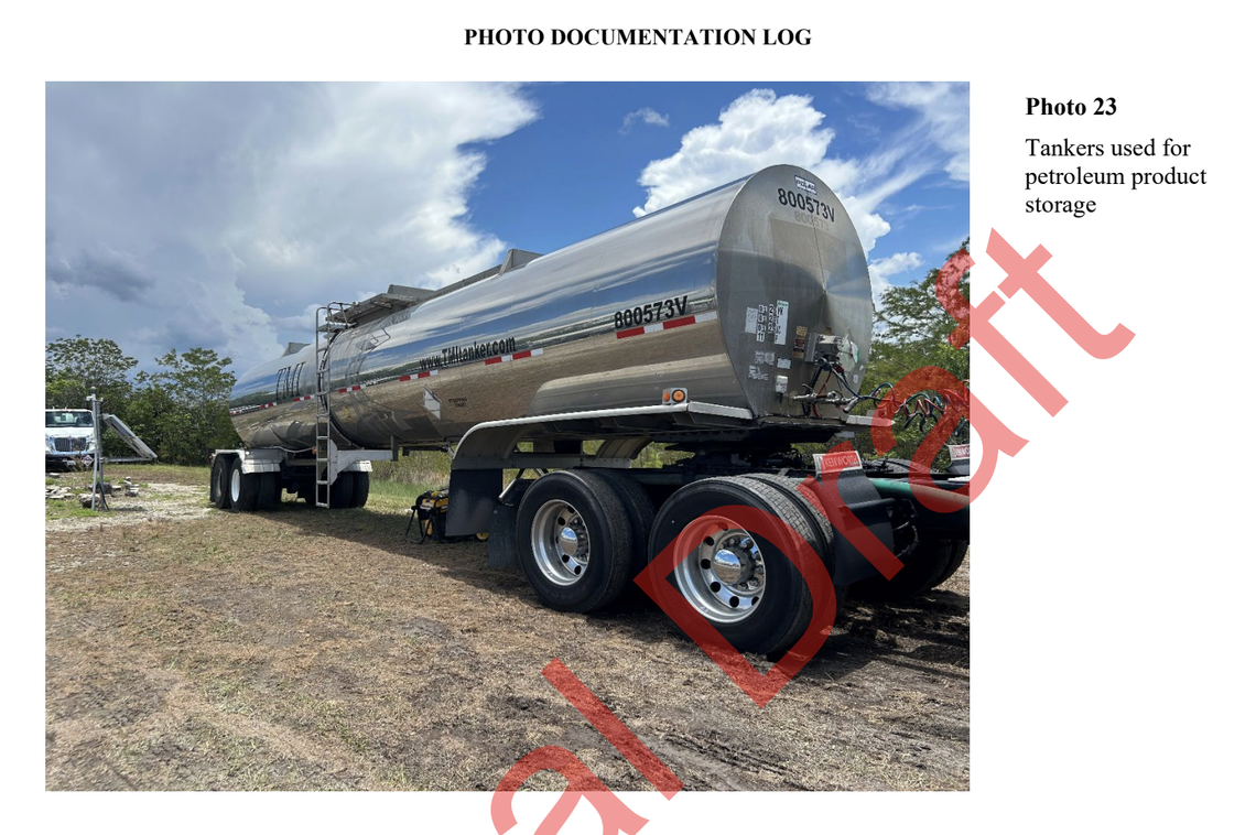 Tanker used for petroleum storage at Alligator Alcatraz