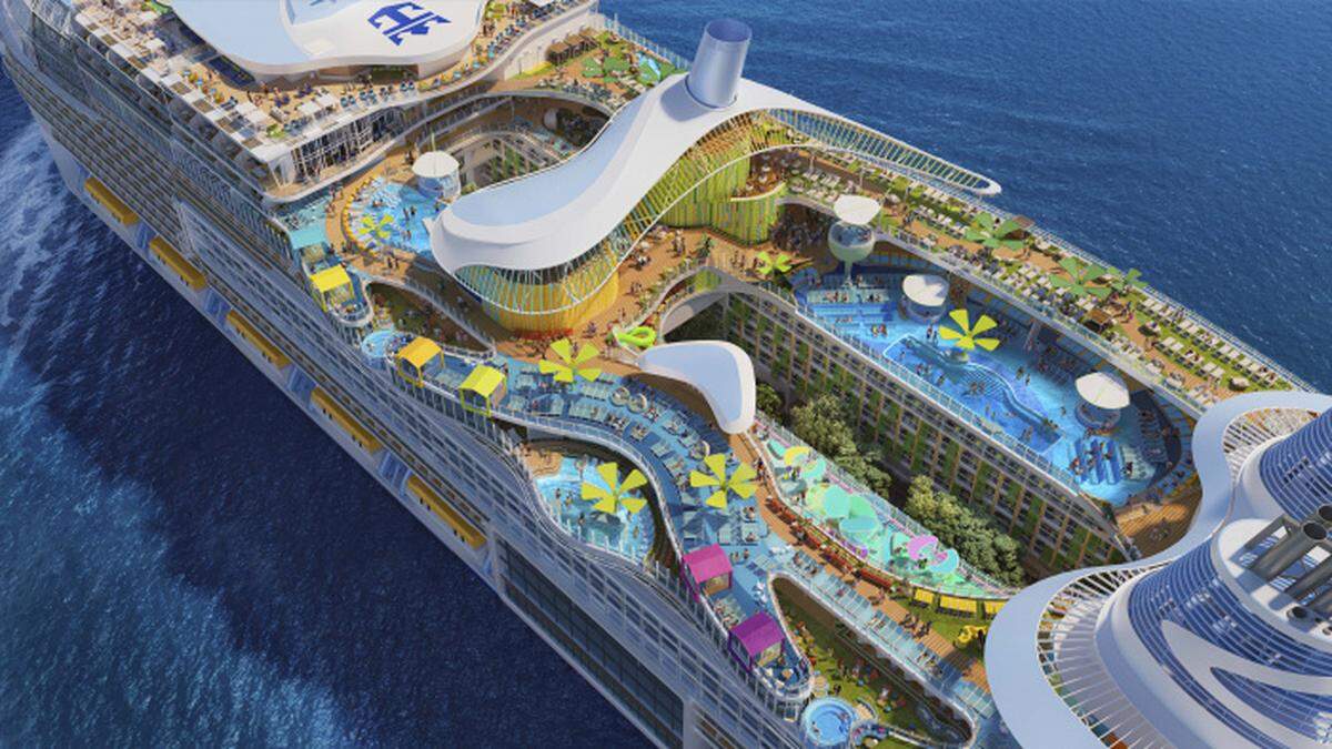 Icon of the Seas, seen in this rendering, will have seven swimming pools.