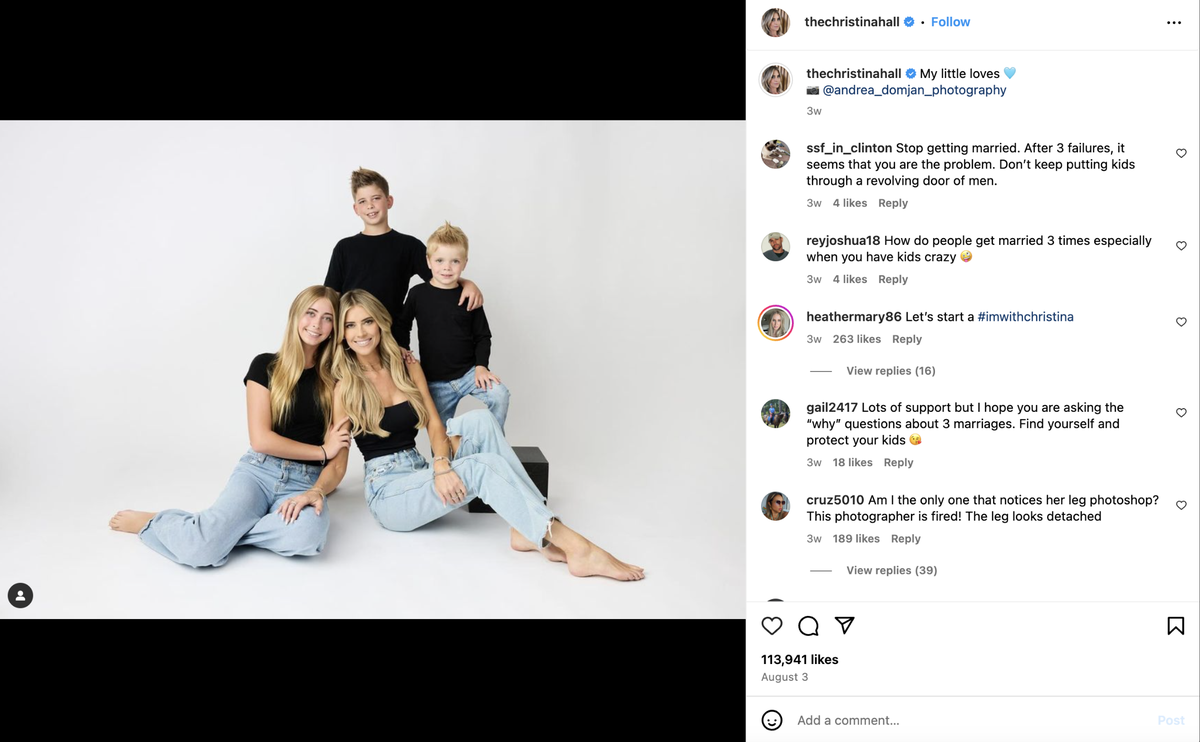 Christina Hall slams mom shamers