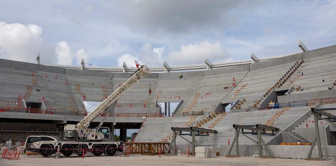 A general view of Miami Freedom Park as construction progresses at the site on Tuesday, June 24, 2025, in Miami, Fla.