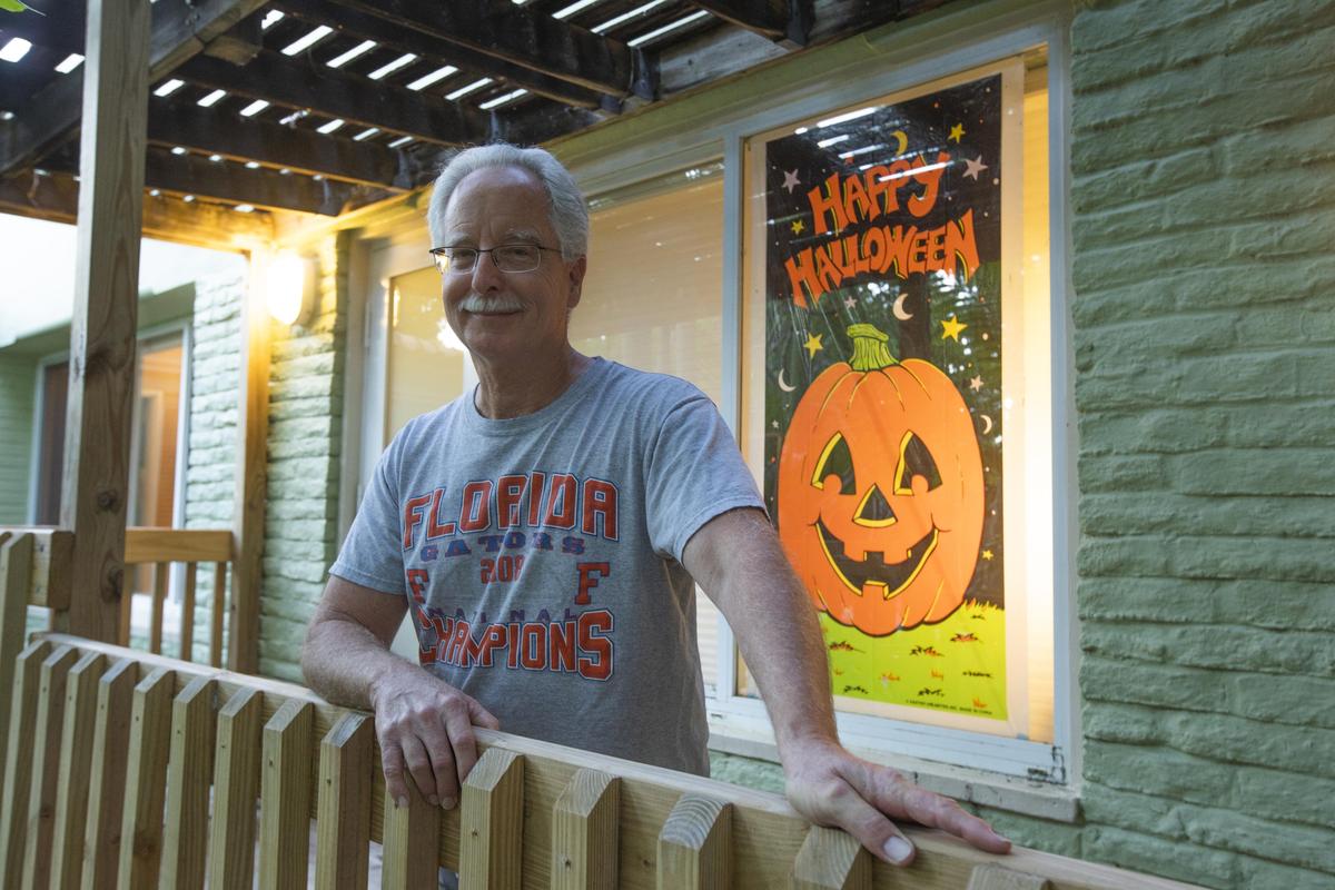 Ben Mostkoff at his house in Lakeview, a Miami Beach neighborhood known for its Halloween celebration, on Monday, Oct. 29, 2018.