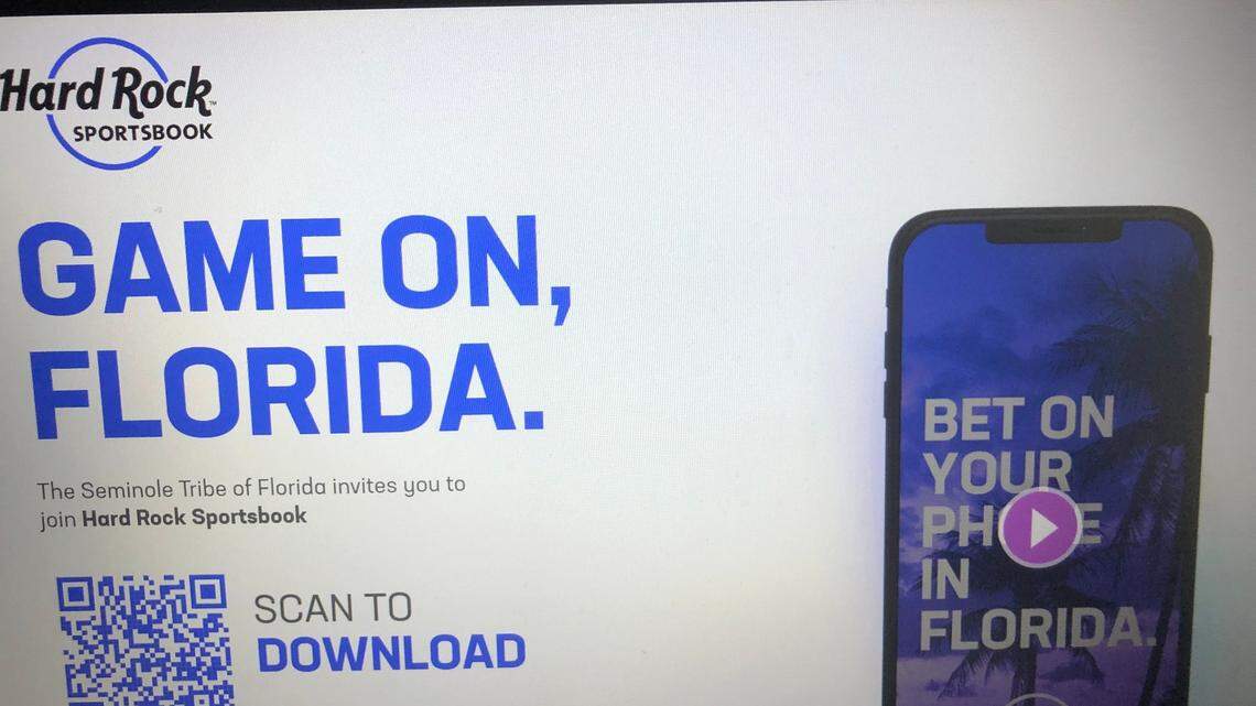 This is the image that first appears at hardrocksportsbook.com. The Seminole Tribe quietly went live with sports betting in Florida on Monday, Nov. 1, 2021.