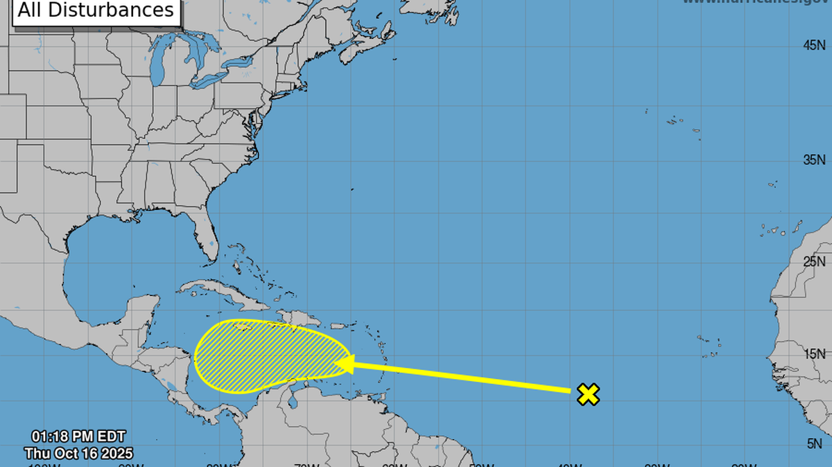 This tropical system has a 20% chance of formation within the next seven days.