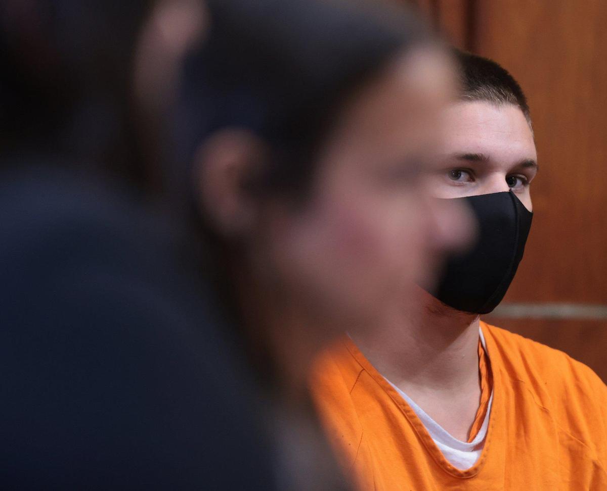 On Monday. Nov. 7, 2022, Javier Lopez, right, a Hialeah man accused of beating a Republican canvasser on Oct. 23, appears in Courtroom 4-5 in front of Judge Zachary N. James at the Richard E. Gerstein Justice Building in Miami, Florida.