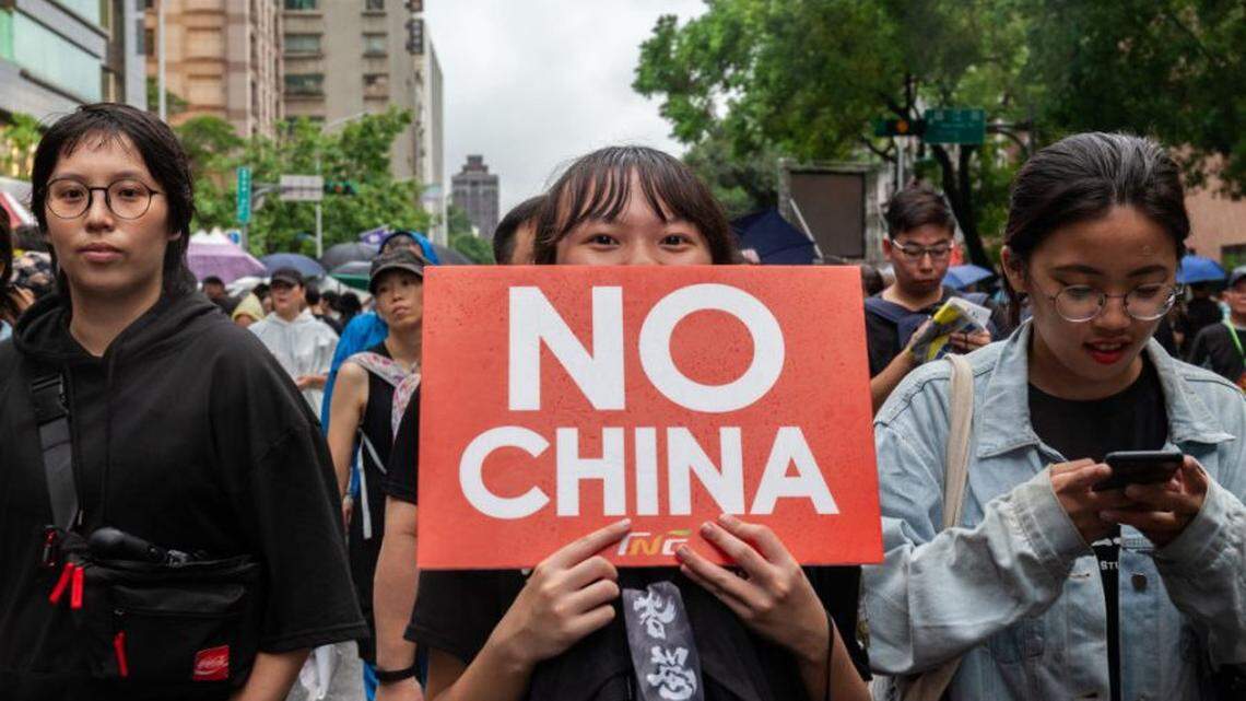 Protesters make clear that they want China to stop any aggression toward Taiwan,