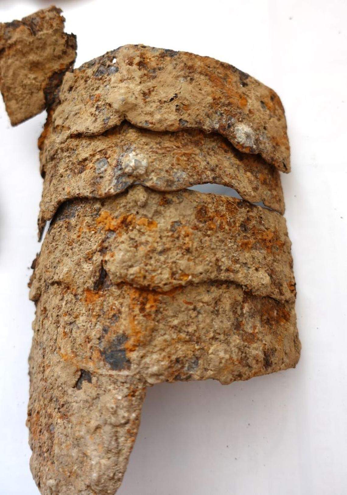Only one shoulder pad was found with the armor, and it was heavily corroded, archaeologists said.