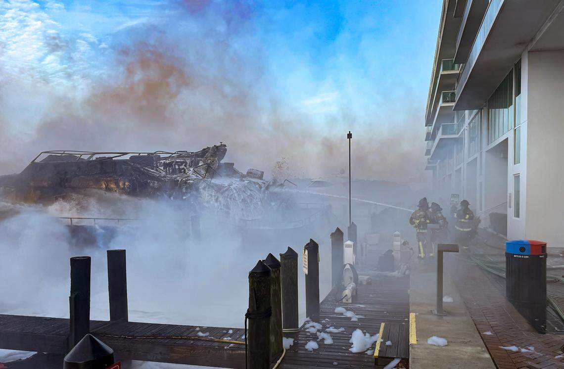 Miami-Dade Fire Rescue and Miami Fire Rescue crews responded to multiple boat fires early Friday, June 6, at a dock behind a high-rise condominium at 400 Sunny Isles Boulevard. The incident occurred near the NE 163rd Street bridge over the Intracoastal Waterway, close to Oleta River State Park in Sunny Isles Beach, Florida.