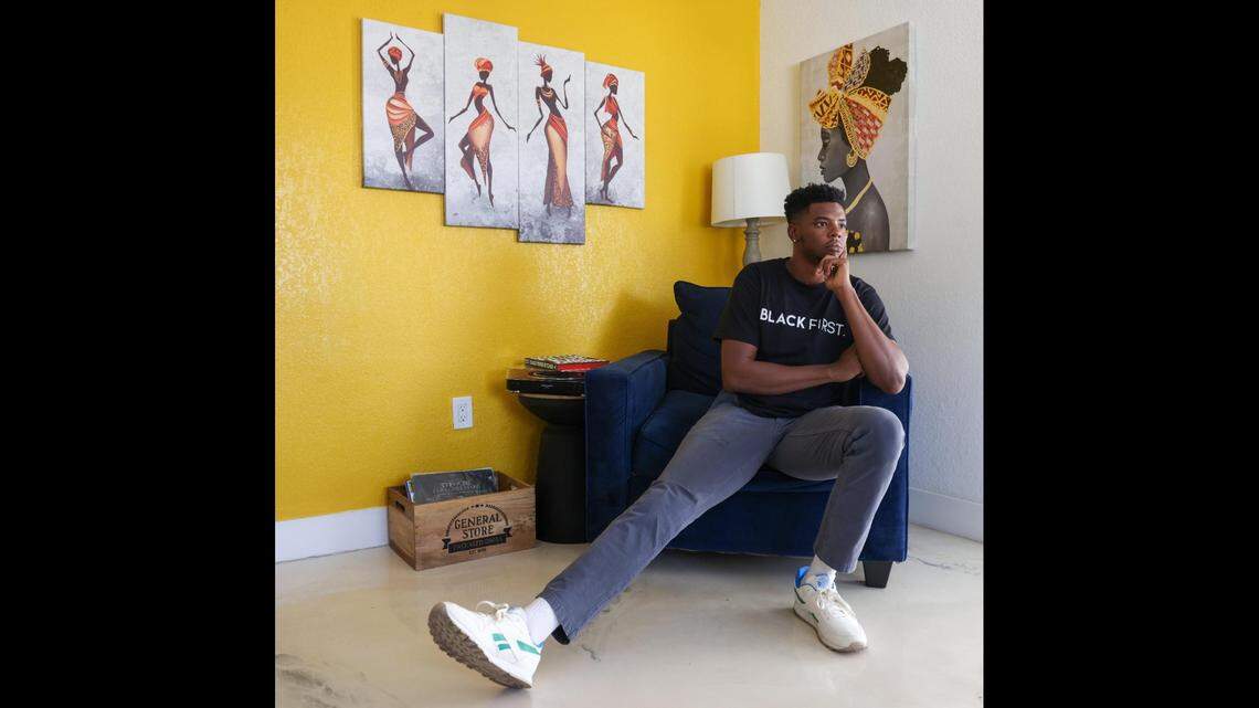 On Monday, February 20, 2023, community organizer Nate Moreau, 27, finds the living room of Valencia Gunder a safe space for welcoming all sorts of Black people and creating great conversations about everything from liberation to life.