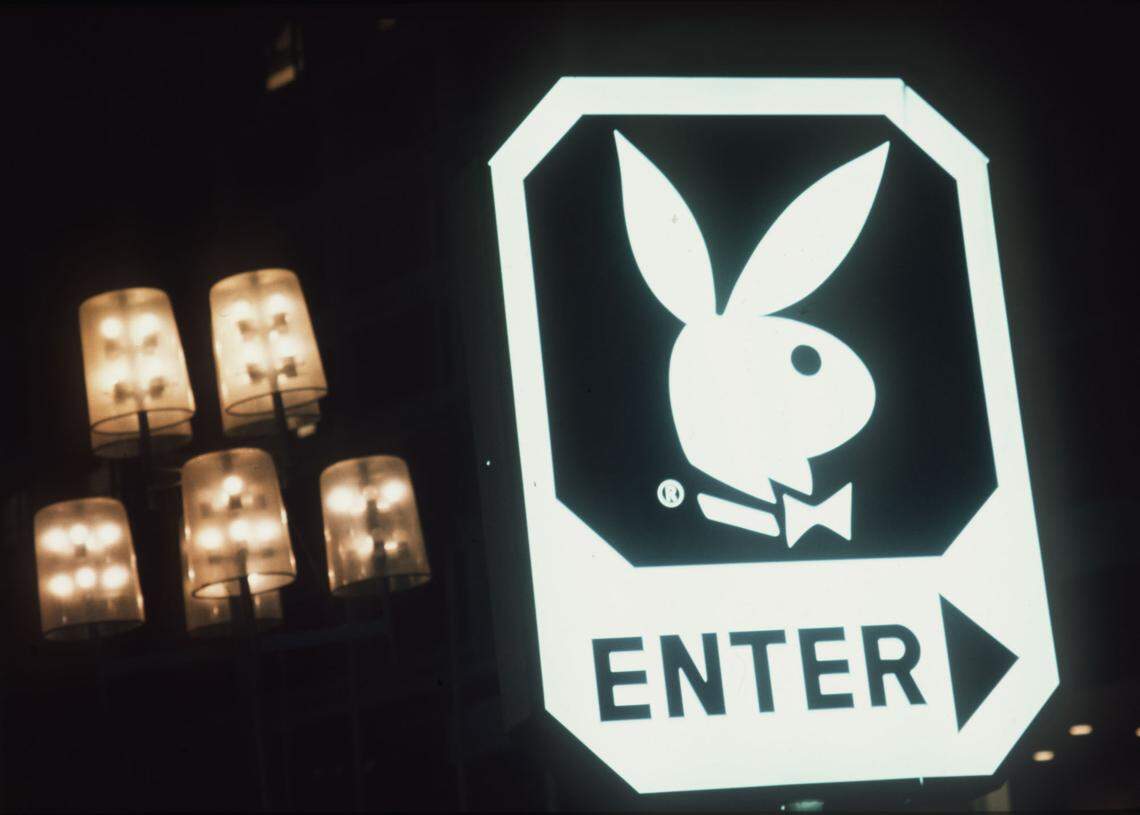 Playboy logo at the Playboy Plaza Hotel in Miami Beach in 1971.