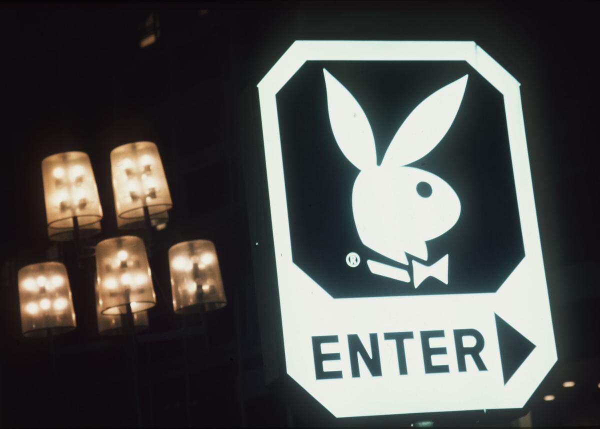 Playboy logo at the Playboy Plaza Hotel in Miami Beach in 1971.