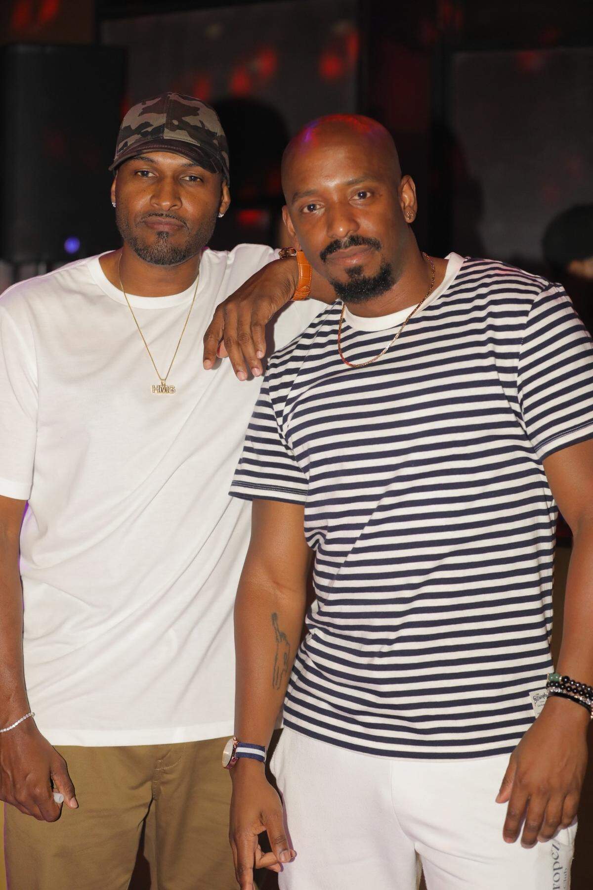 Headliner Group CEO Michael Gardner and DJ Rahsaan “Fly Guy” Alexander pose at the first “Doo-wop... that R&B thang” party in September.