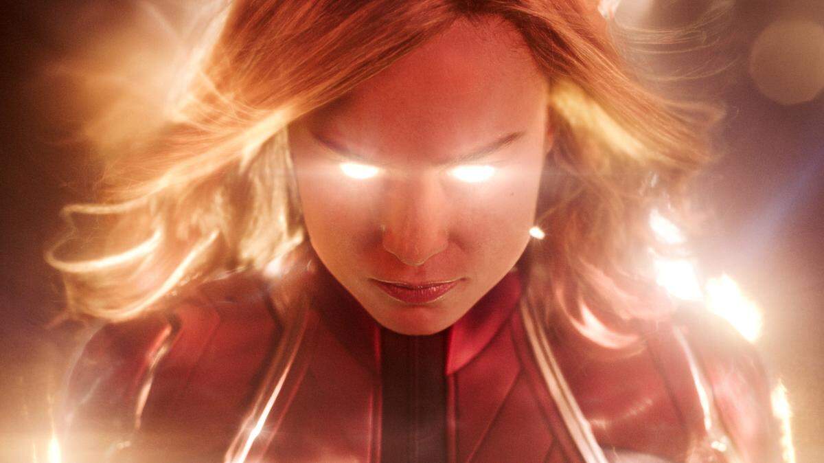 This image released by Disney-Marvel Studios shows Brie Larson in a scene from “Captain Marvel.” Marvel’s “Captain Marvel,” the superhero factory’s first movie fronted solely by a female hero, last weekend notched the sixth largest global opening ever and in five days of release has already sold $524.1 million tickets worldwide.