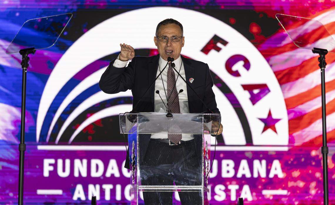 José Daniel Ferrer speaks during the Free Cuba Rally at Milander Park on Tuesday, March 24, 2026, in Hialeah, Fla. The demonstration, which was organized in part by the City of Hialeah, aims to bring together voices of the Cuban exile community in support of Cuba's freedom.