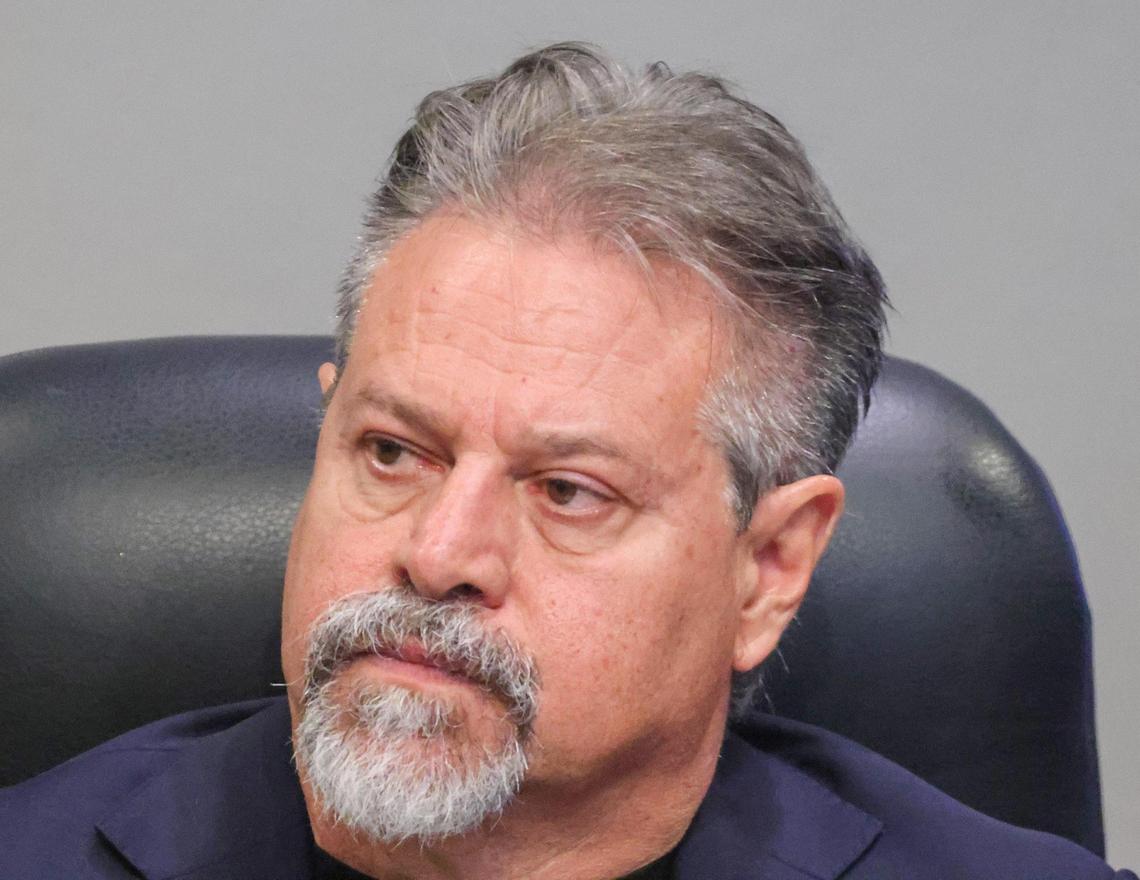 Commissioner Miguel Angel Gabela attends the commission meeting on Thursday, April 24, 2025, in Miami.