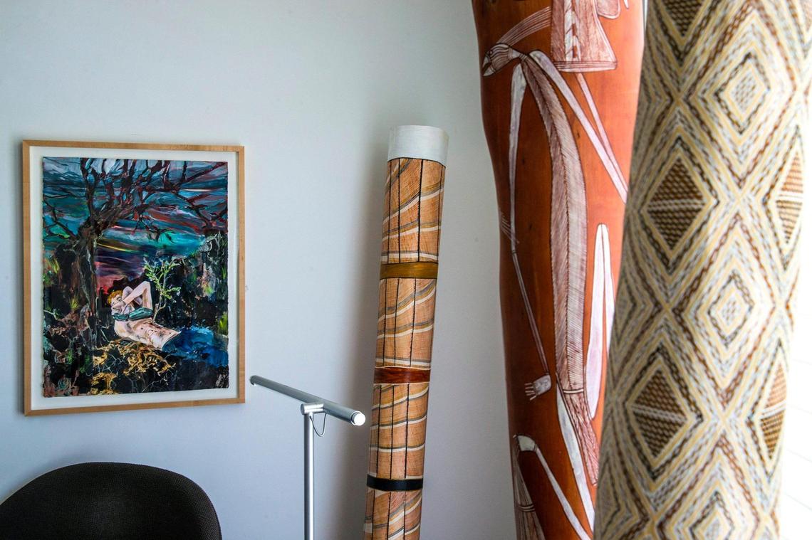 Artwork on display at the home of Dennis Scholl, president and CEO of Oolite Arts.