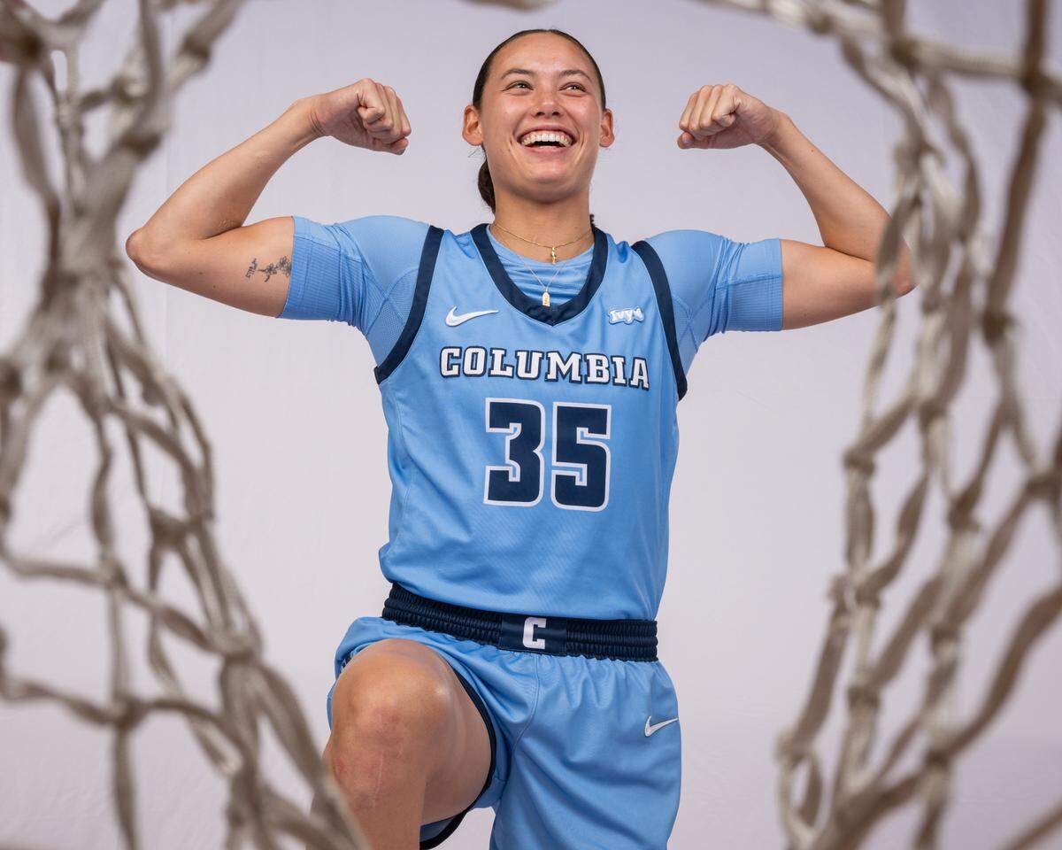 Columbia’s 5-foot-11 senior shooting guard Abbey Hsu – pronounced ‘Shoe’ – leads the Ivy League in scoring (21.4), 3-pointers (46) and 3-point percentage (35.4).
