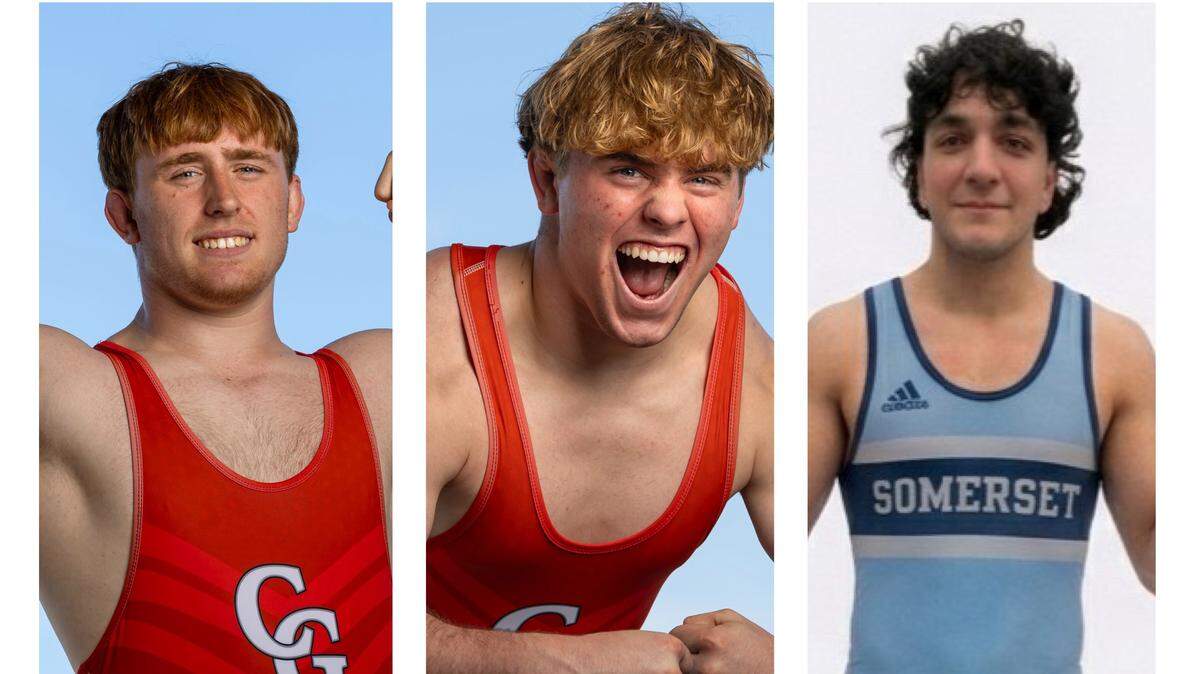 Cardinal Gibbons’ Michael Mocco (left), Peter Mocco (middle) and Somerset Academy’s Tristan Sainz (right) are the Miami Herald’s Broward Boys’ Co-Wrestlers of the Year.