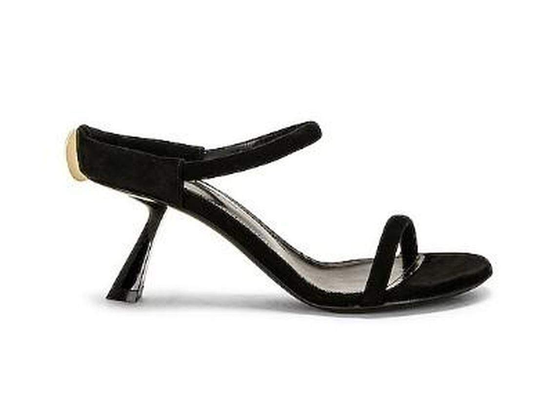 Khaite’s Seigel Heel Sandal in Black suede, retailing for $920.