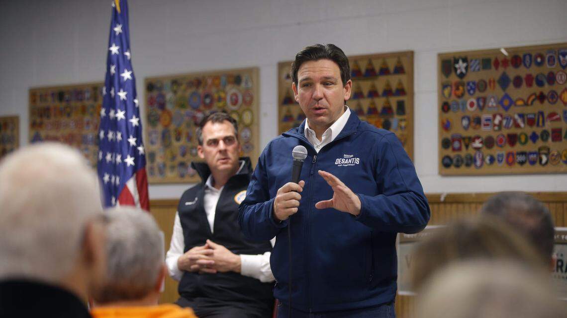 Ron DeSantis campaigned in Iowa on Dec. 21 in Coralville, Iowa.