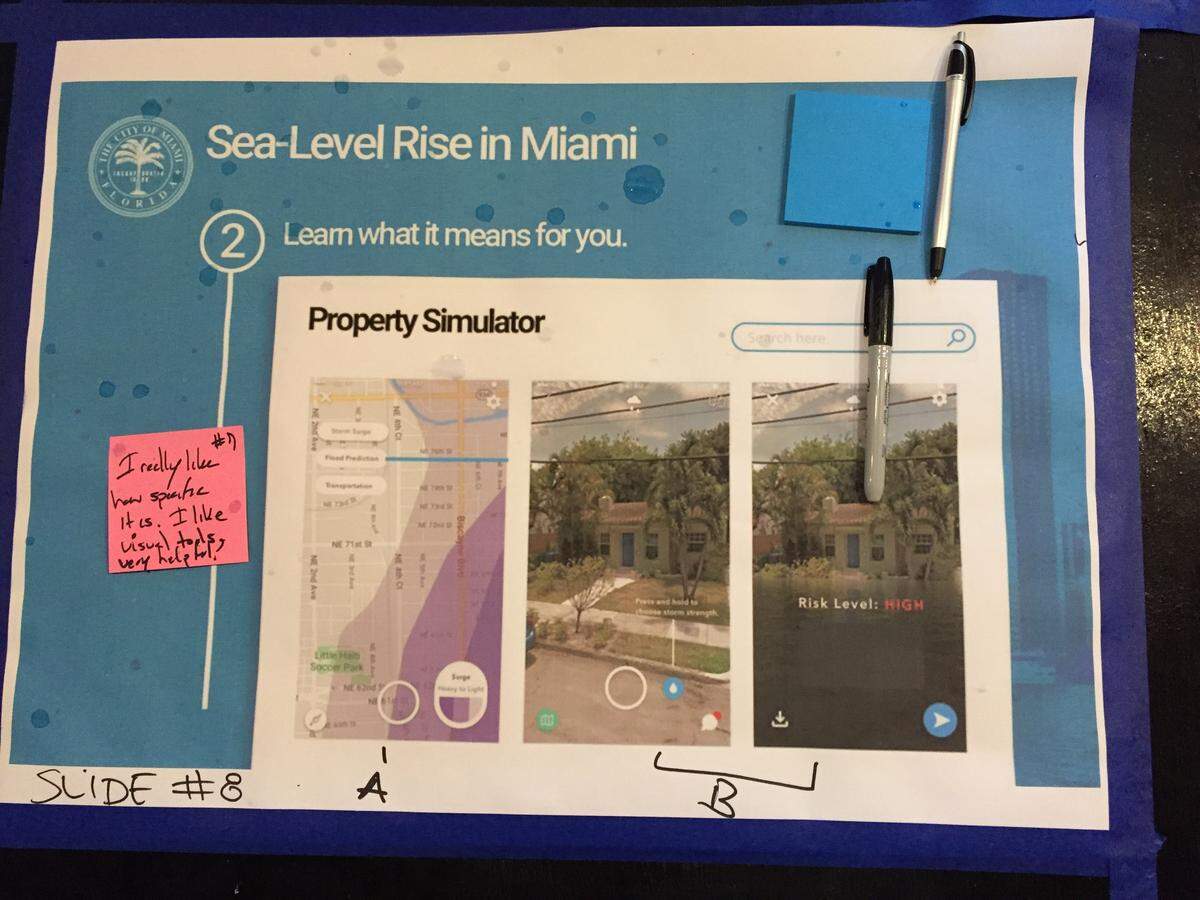 The city of Miami is working on a tech tool to help residents better understand their risk in the face of rising seas. In a Shorecrest restaurant Monday evening, the city debuted its first draft of the tool and asked residents for feedback.