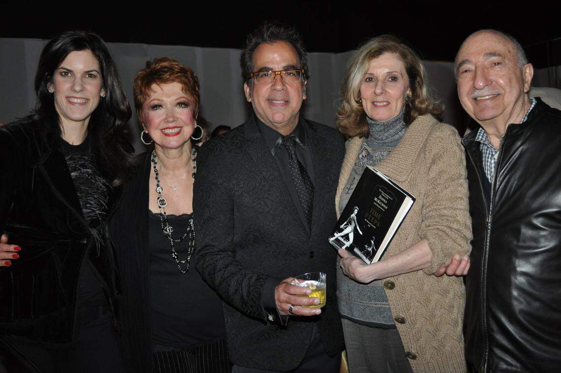 Artistic director Stephanie Ansin, Broadway star Donna McKechnie, director Richard Jay-Alexander, Toby Lerner Ansin and Charlie Cinnamon at the Playground Theatre (now Miami Theater Center) in 2011 following a performance by McKechnie.