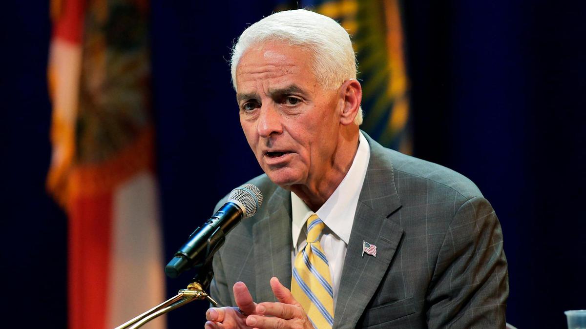 U.S. Rep. Charlie Crist speaks during the gubernatorial public forum hosted by the Miami-Dade Democratic Party on Saturday, May 28, 2022, at Julius Littman Performing Arts Theater in North Miami Beach.