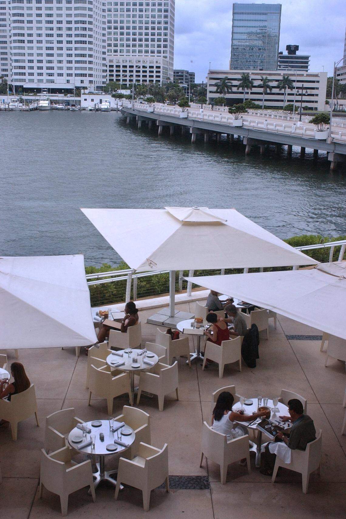 In 2003, a view of a waterfront restaurant at the Mandarin Oriental.