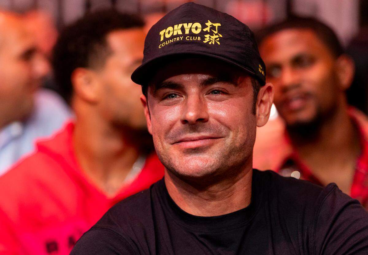 American actor Zac Efron attends UFC 314 at the Kaseya Center on Saturday, April 12, 2025, in downtown Miami, Fla.