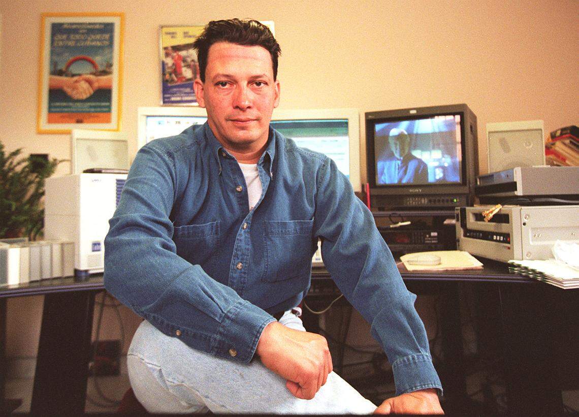 In addition to his career with the Hialeah Police Department, Omar Caraballo was also involved in the entertainment industry, as seen in this photo from June 1996. He owned Copshop, a company that provided police-related services for the film industry. He participated in various movies and TV shows and wrote at least two screenplays.