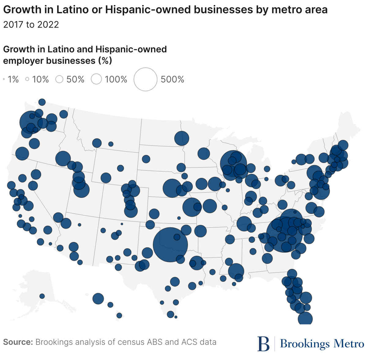 This graphic shows Hispanic business growth across America.