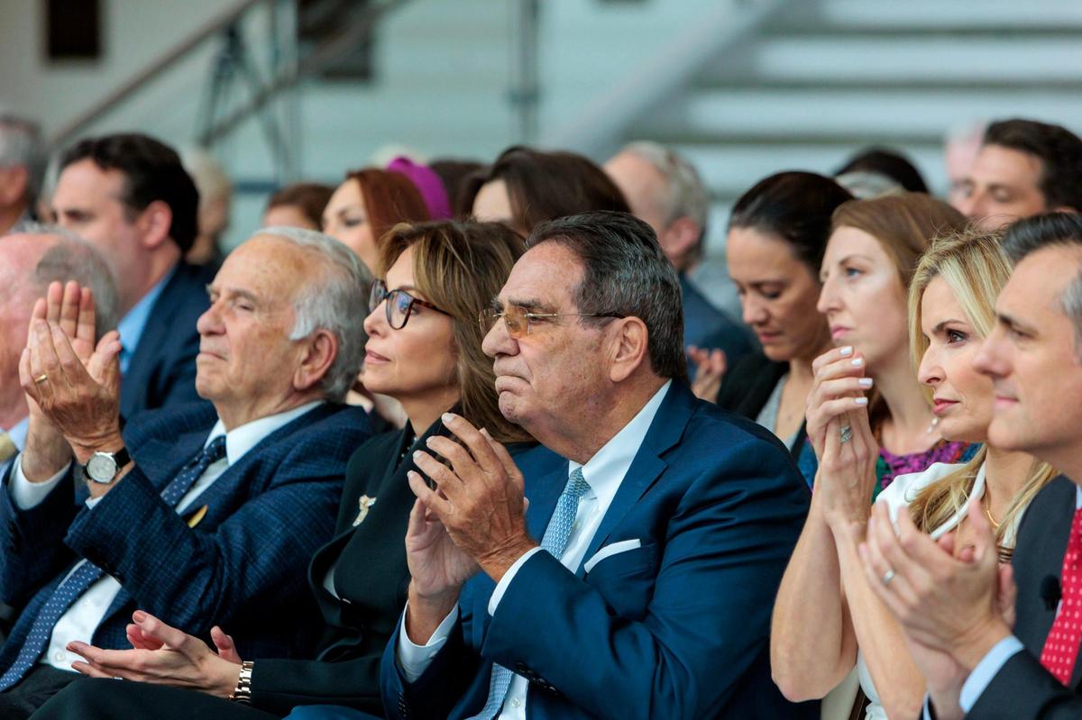 Former Miami Mayor Xavier Suarez showing his support to his son, Miami Mayor Francis Suarez, during his son’s first speech as a candidate for the 2024 Republican presidential nomination at the Ronald Reagan Presidential Library in Simi Valley, California, on Thursday, June 15, 2023.
