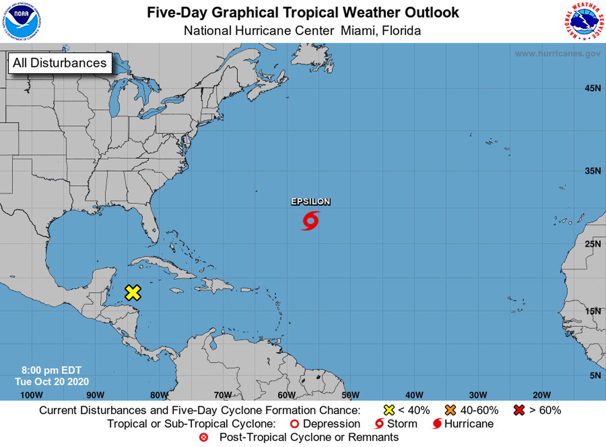 Forecasters are also tracking a trough of low pressure just south of Western Cuba with a low chance of strengthening anytime soon.