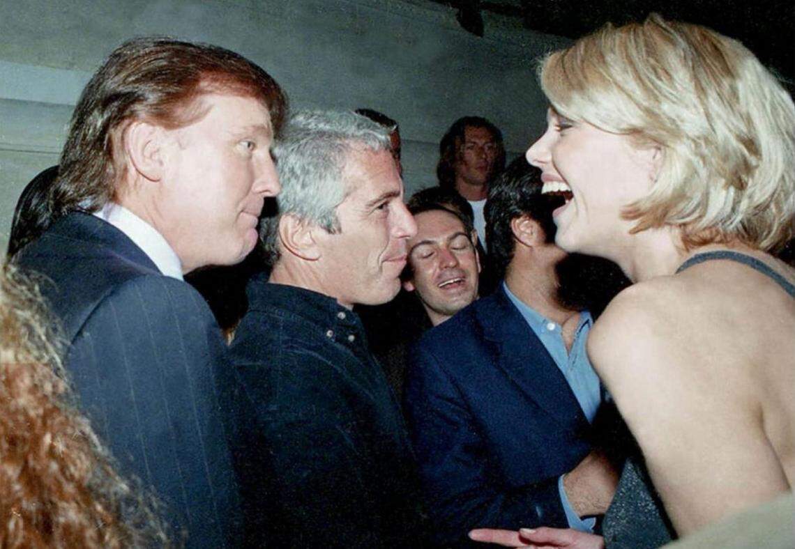 Undated photograph of Jeffrey Epstein, Donald Trump and model Ingrid Seynhaeve from the Epstein estate’s document production to the House Oversight Committee.