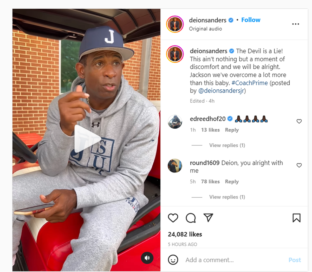 Jackson State head coach Deion Sanders released a video message on his Instagram page on Tuesday, Aug. 30, 2022 detailing the struggles facing the residents and his football team in Jackson, Mississippi after heavy rains caused flooding and a state of emergency.