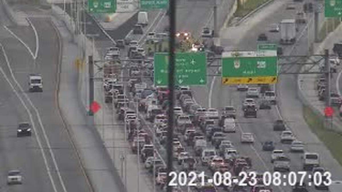 The Monday morning rush hour backup after the crash on the northbound Florida Turnpike