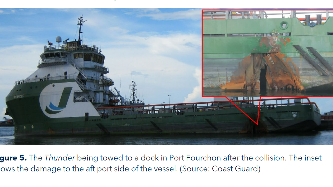 Officers on two ship’s were distracted, one by his cellphone, in the moments leading up to a collision off the coast of Louisiana, federal investigators say,