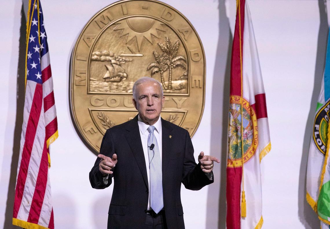Miami-Dade County Mayor Carlos A. Gimenez delivers the State of the County Address at the Phillip and Patricia Frost Museum of Science, 1101 Biscayne Blvd., on Tuesday, Jan. 14, 2020.