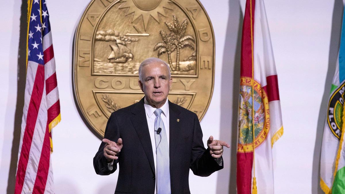 Miami-Dade County Mayor Carlos A. Gimenez delivers the State of the County Address at the Phillip and Patricia Frost Museum of Science, 1101 Biscayne Blvd., on Tuesday, Jan. 14, 2020. He attended Super Bowl 54 on Feb. 2, 2020, and said he accepted a free ticket from Dolphins owner Stephen Ross but purchased one from Ross for his wife, Lourdes Gimenez.
