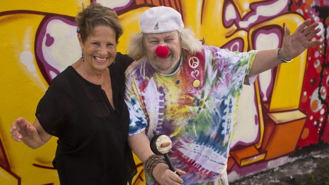 From right, Wavy Gravy, entertainer and peace activist, stands with his friend, Susan Brustman, outside of Wynwood Kitchen and Bar on Feb. 21, 2013. The two had known each other for 44 years at the time of this photo.