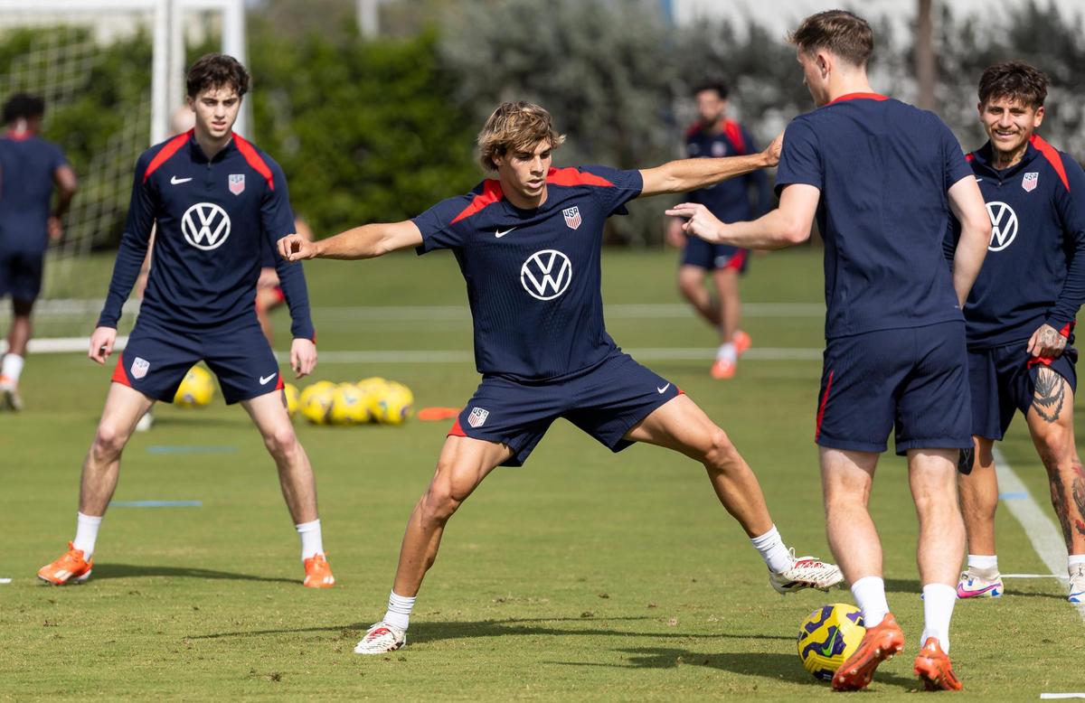 United States Men’s National Team midfielder Benjamin Cremaschi participates in team practice at the Florida Blue Training Center on Monday, Jan. 13, 2025, in Fort Lauderdale, Fla.