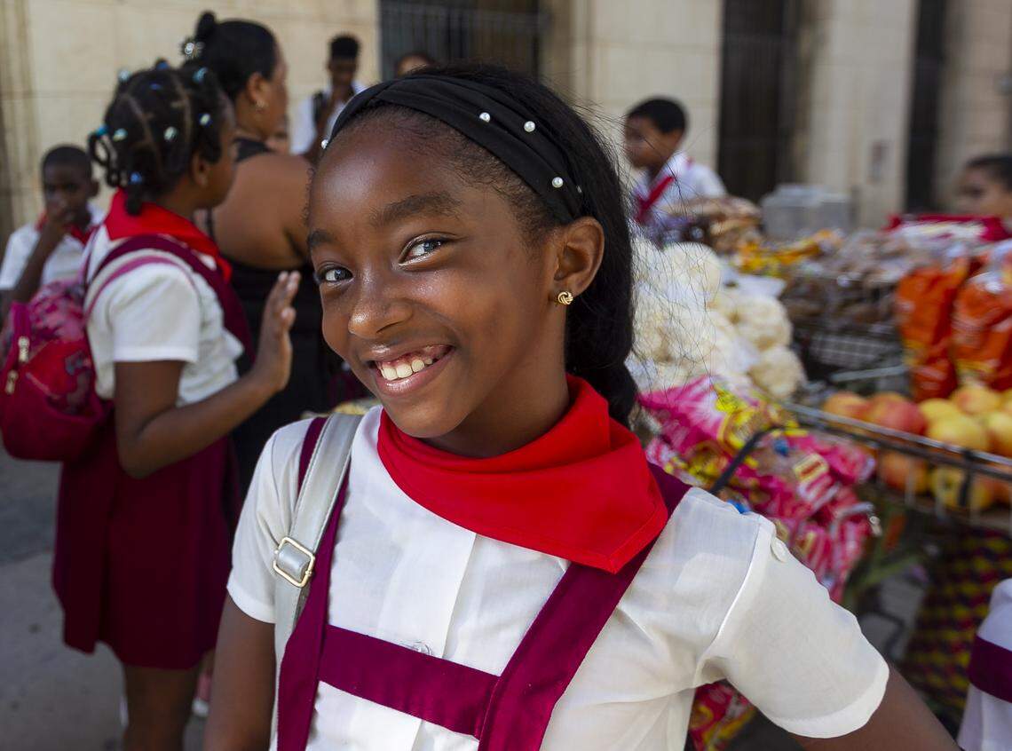 Students stop for snacks after school in Old Havana.