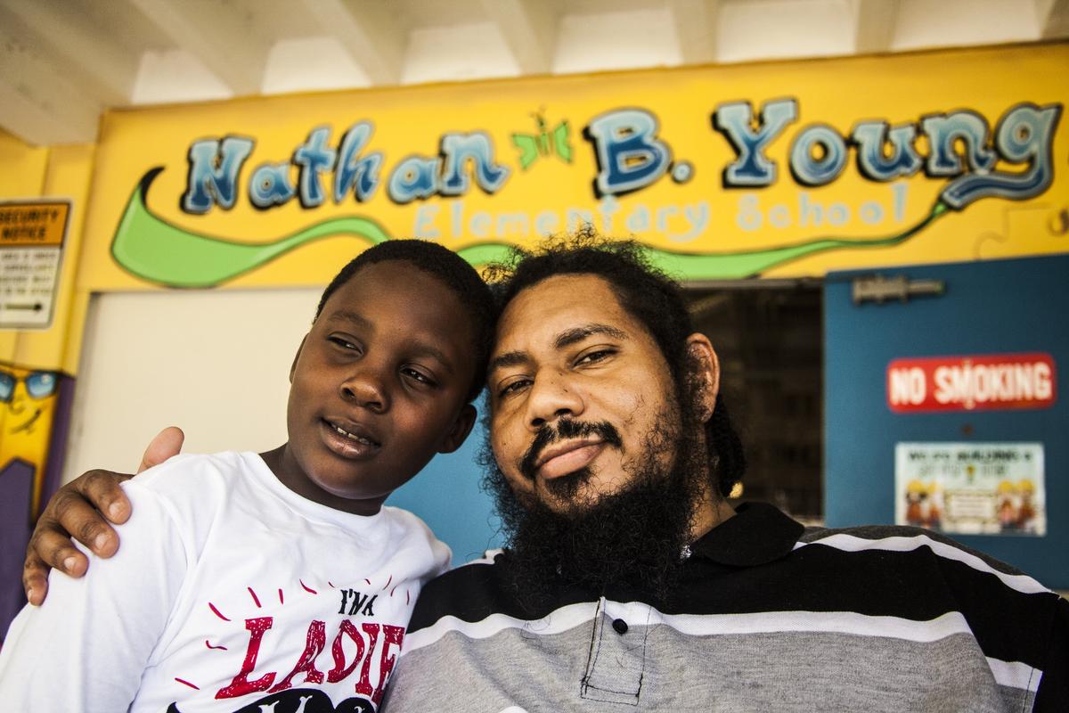 MIAMI, FL -- FRIDAY, JUNE 14, 2019-- Elias Cantrell turner was adopted by Antwayne Leland, a member of the Fatherhood Task Force of South Florida, an initiative to increase involvement in schools throughout Miami-Dade County by giving fathers and male role models more opportunities with children in their community. (Maria Alejandra Cardona / For the Miami Herald)