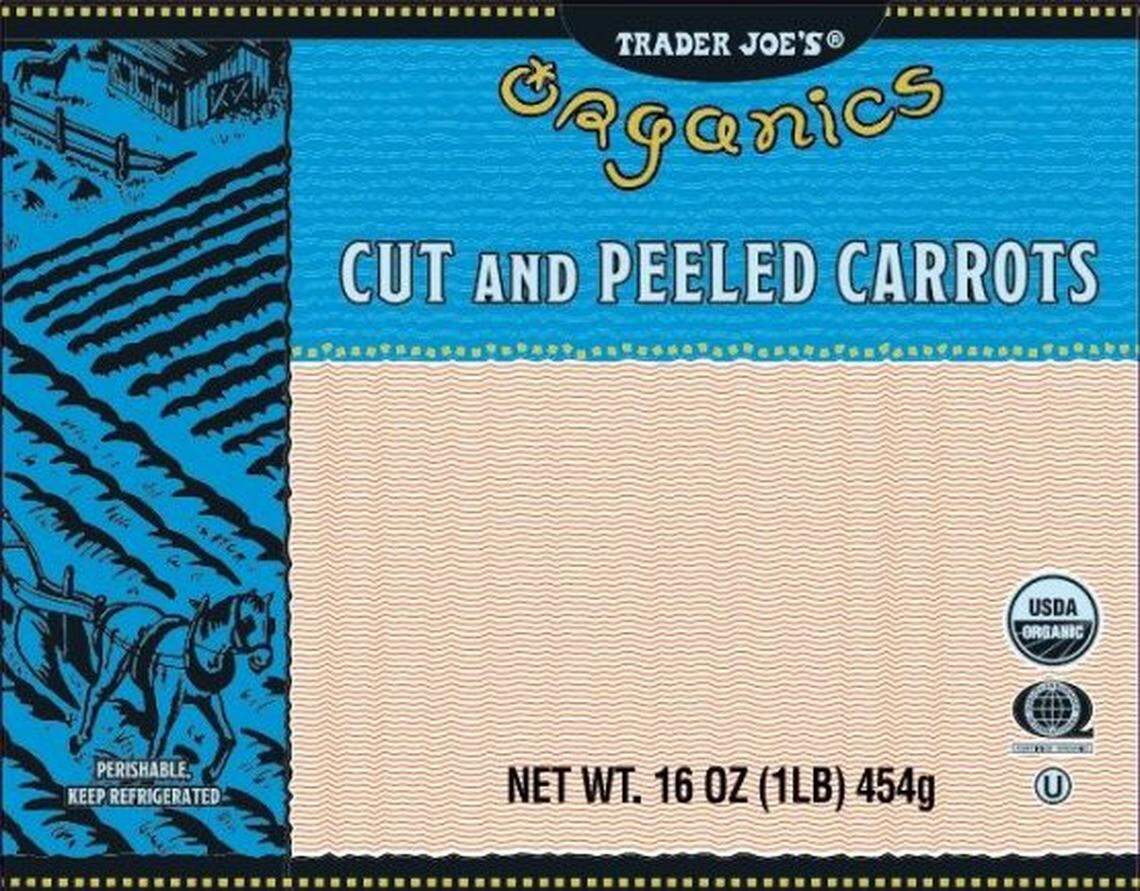 The label of Trader Joe’s recalled baby carrots